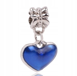 Zawieszka Charms Koralik Bead Niebieskie Serce