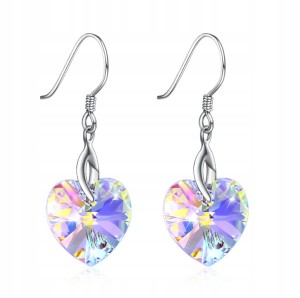 Kolczyki SREBRO 925 Serca cyrkonie Swarovski