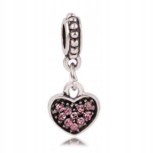Zawieszka Charms Koralik Bead Różowe Serce