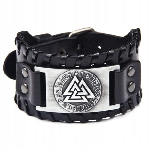 Bransoleta męska Czarna Nordycka Valknut Wiking