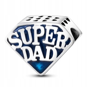 Zawieszka SREBRO 925 Koralik Super Dad Super Tata